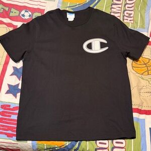 Champion Black Tee with Logo Accent